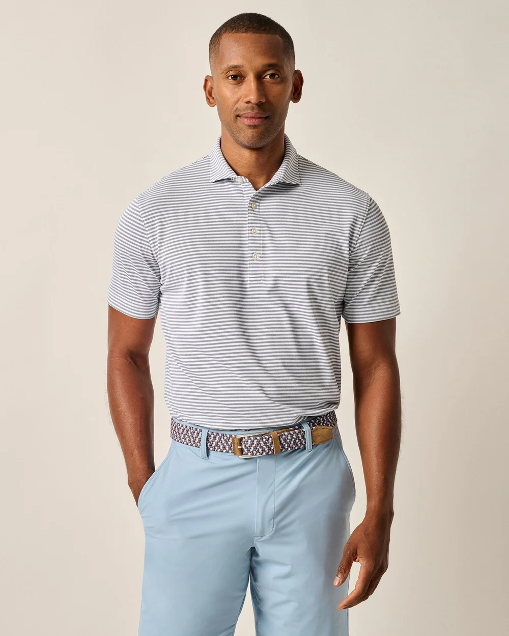 Stetson Stripe Performance Mesh Polo