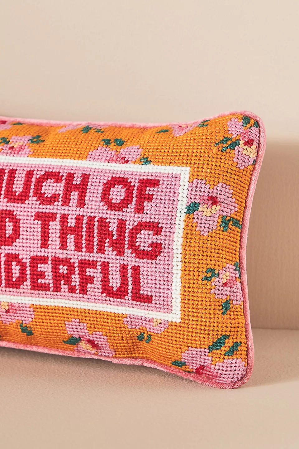 Too Much Needlepoint Pillow