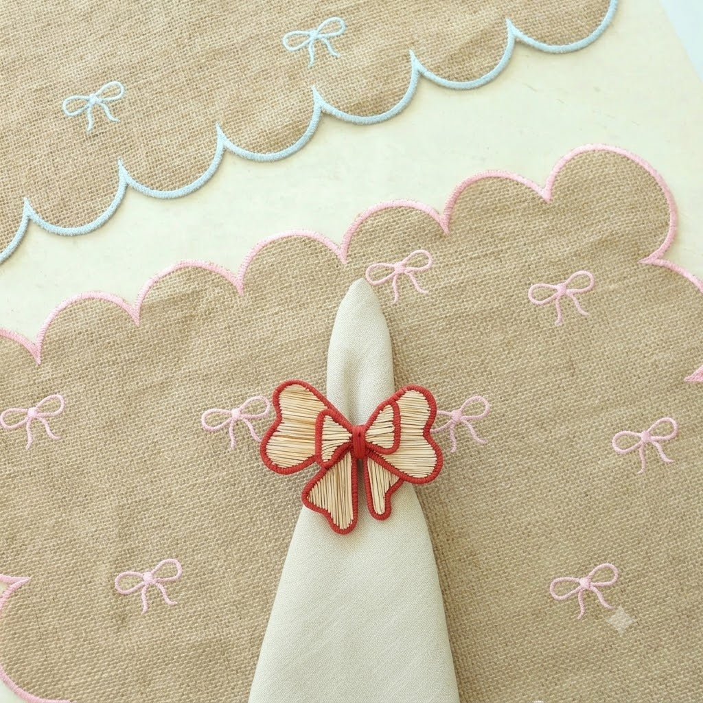 Bow Napkin Ring with Red Trim
