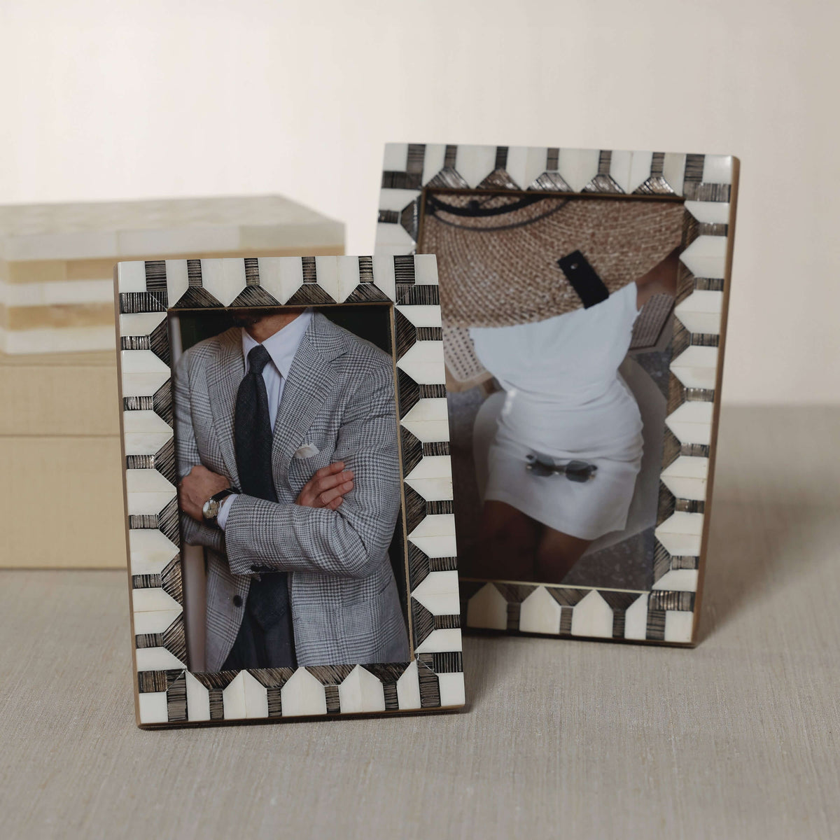 Lagos White Bone & Chiseled Horn Inlaid Photo Frame - 5 x 7