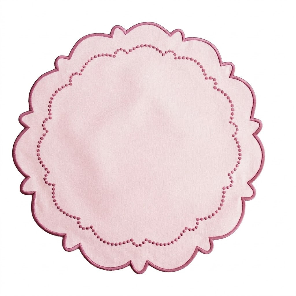 Harmony Light Pink Round Fabric Placemat