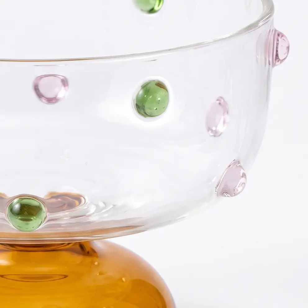 Amber Confetti Dot Glass Dessert Bowl