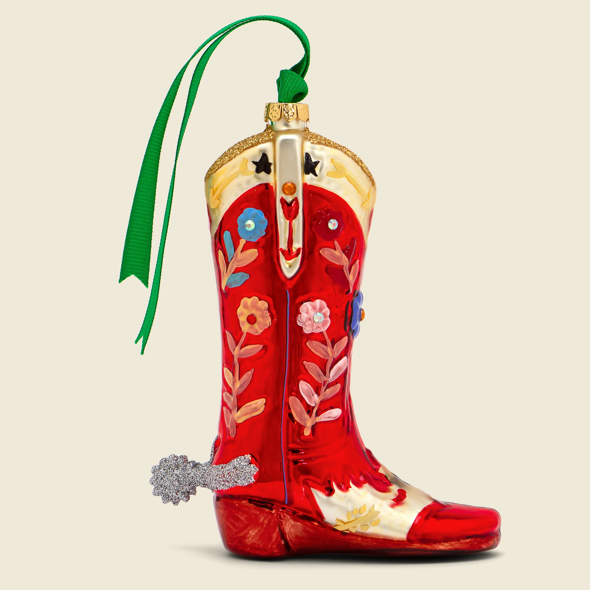 RED RHINESTONE COWBOY BOOT ORNAMENT