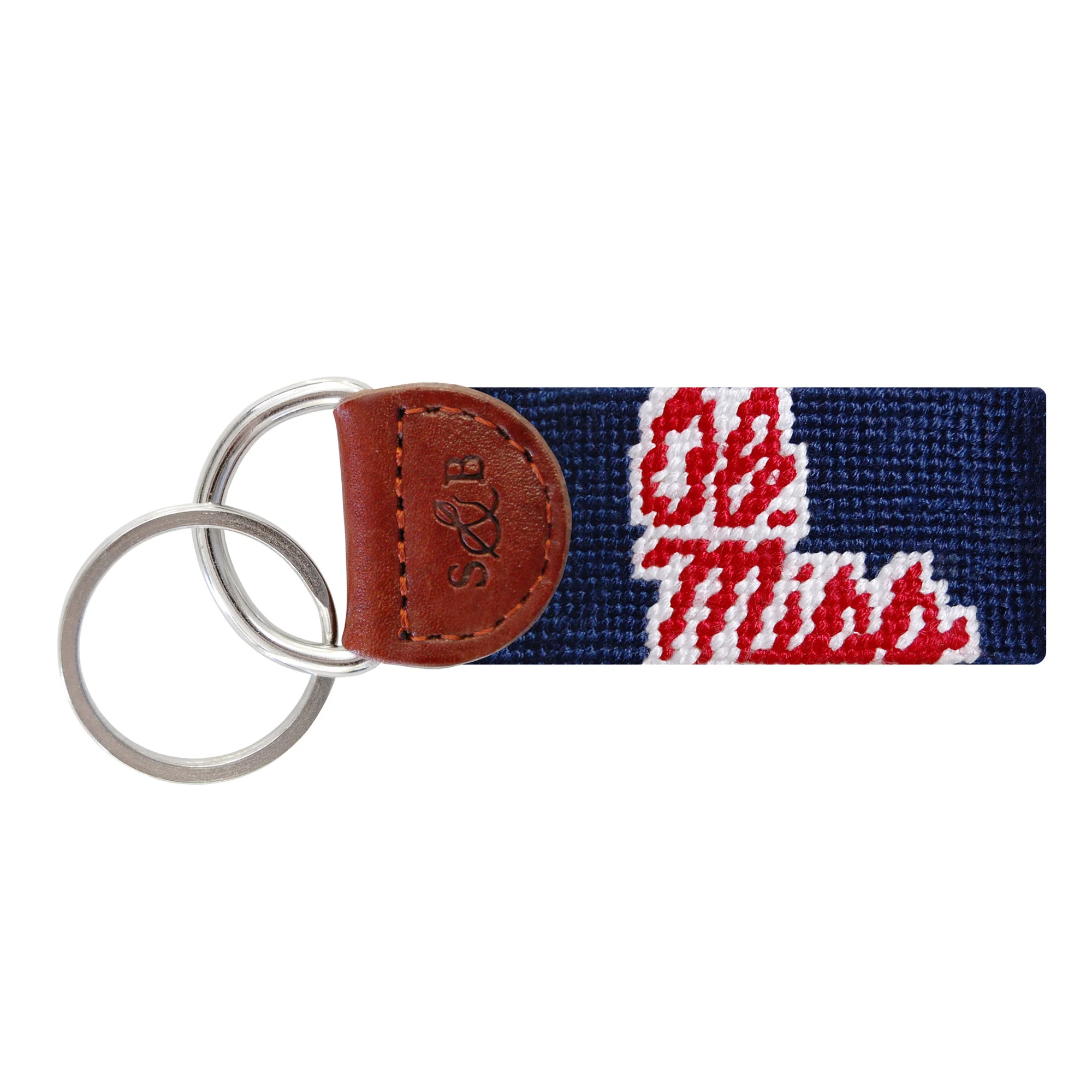 Ole Miss Navy Needlepoint Key Fob