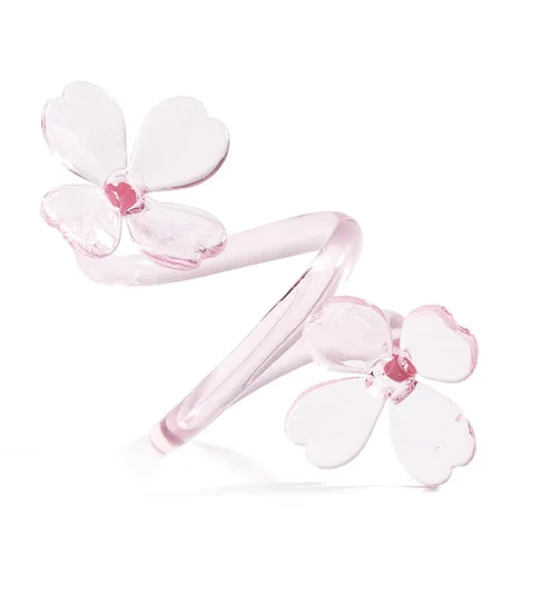 PINK BOTANICA GLASS NAPKIN RINGS - Set of 4