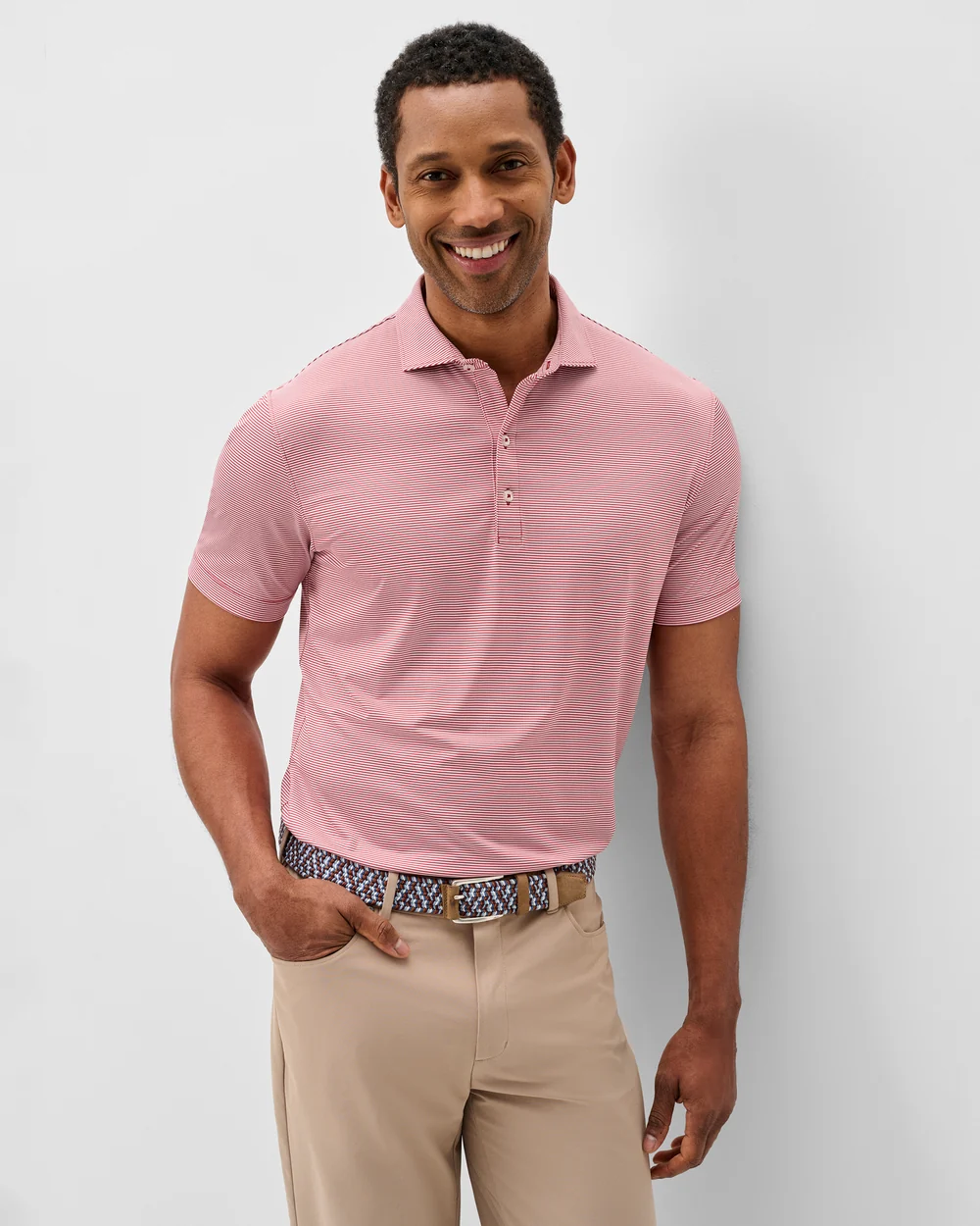 Lyndon Stripe Performance Jersey Polo