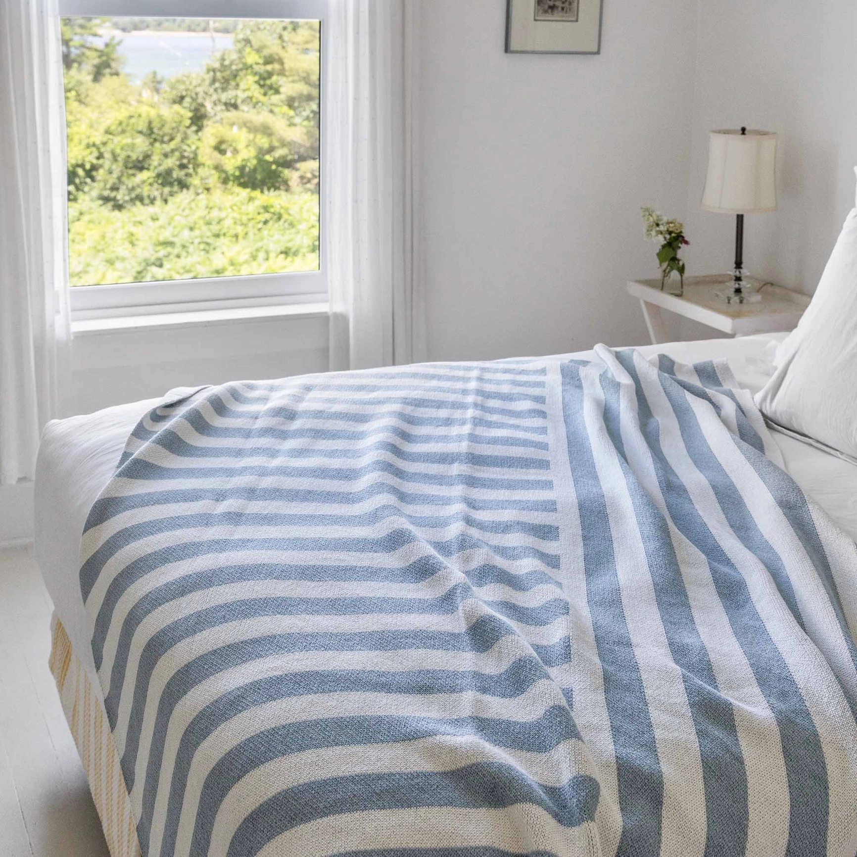 Coastal Stripes Throw Blanket - Blue
