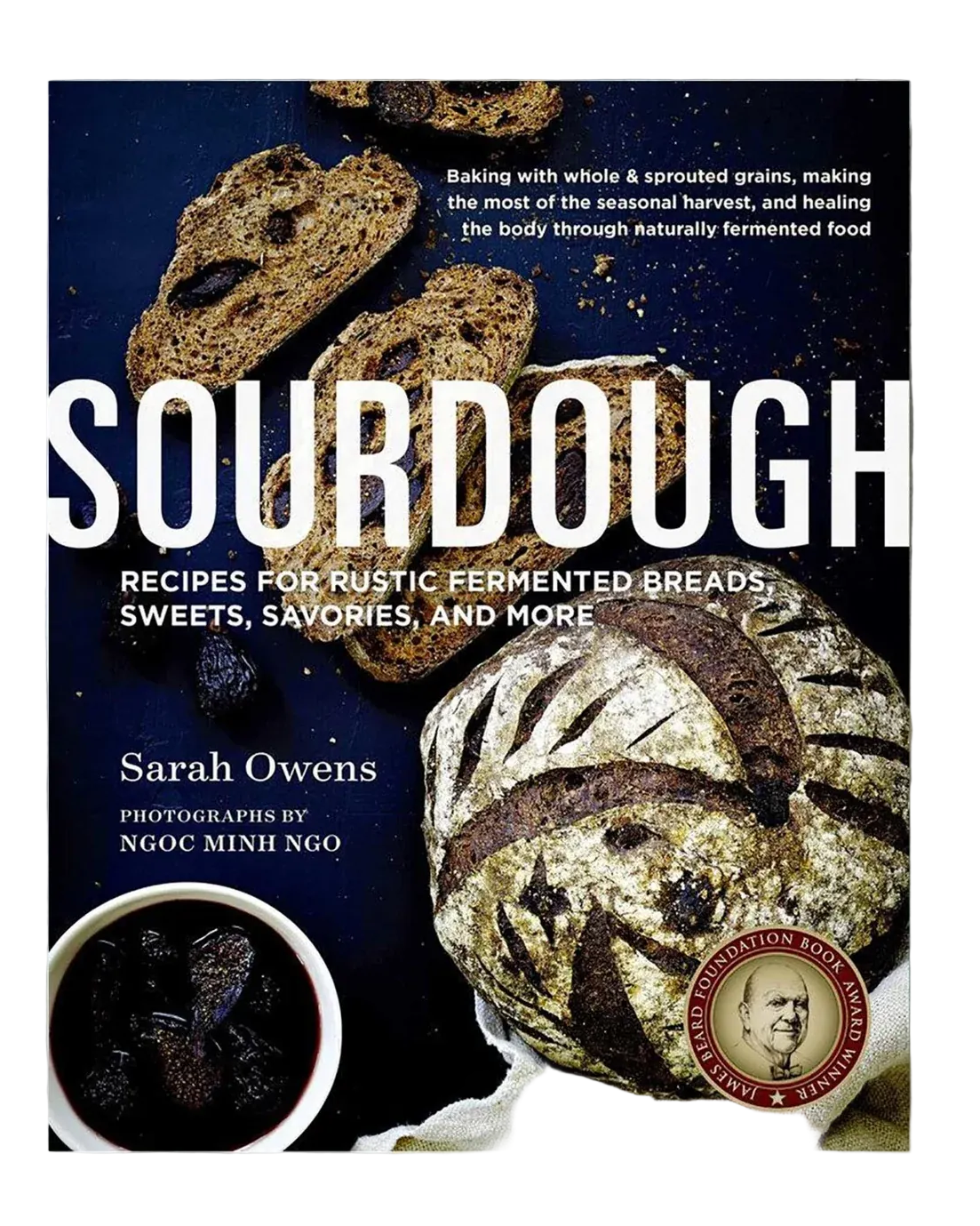 Book titled 'Sourdough' by Sarah Owens on a light gray background