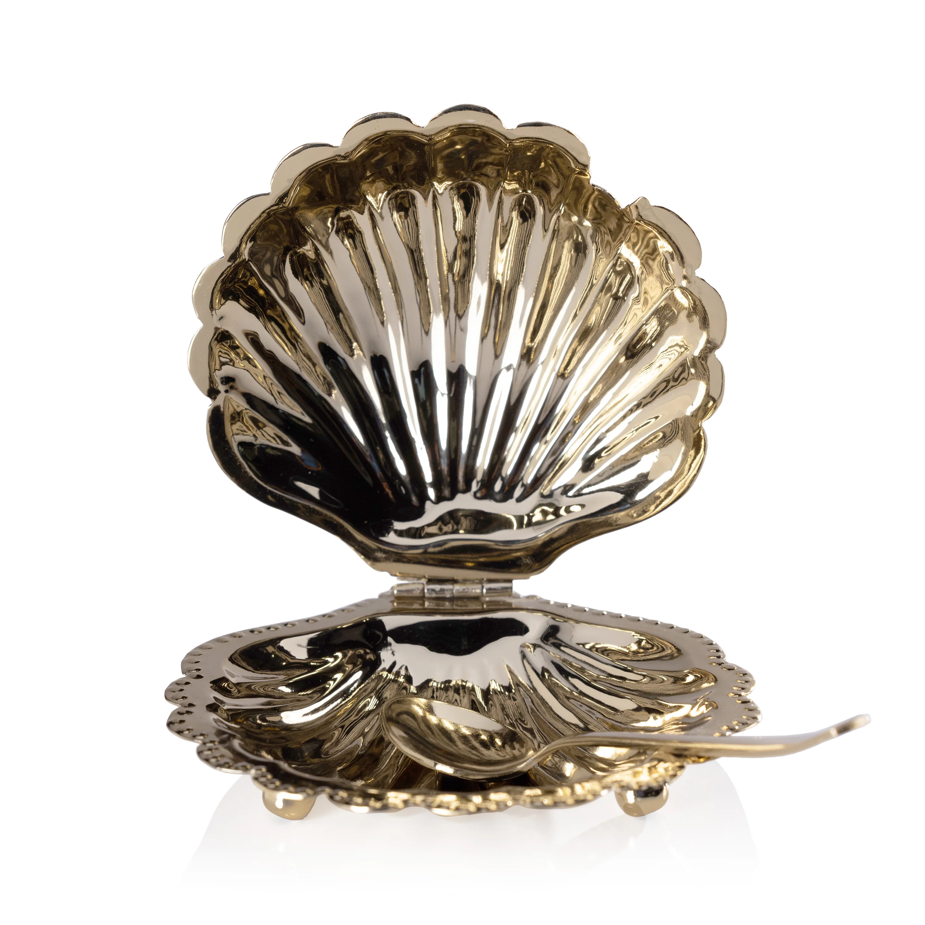 Cap Ferrat Fan Shell Lidded Bowl w/ spoon