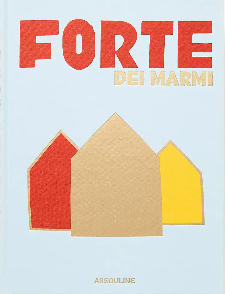 Book cover with 'Forte dei Marmi' and colorful geometric shapes on a light blue background