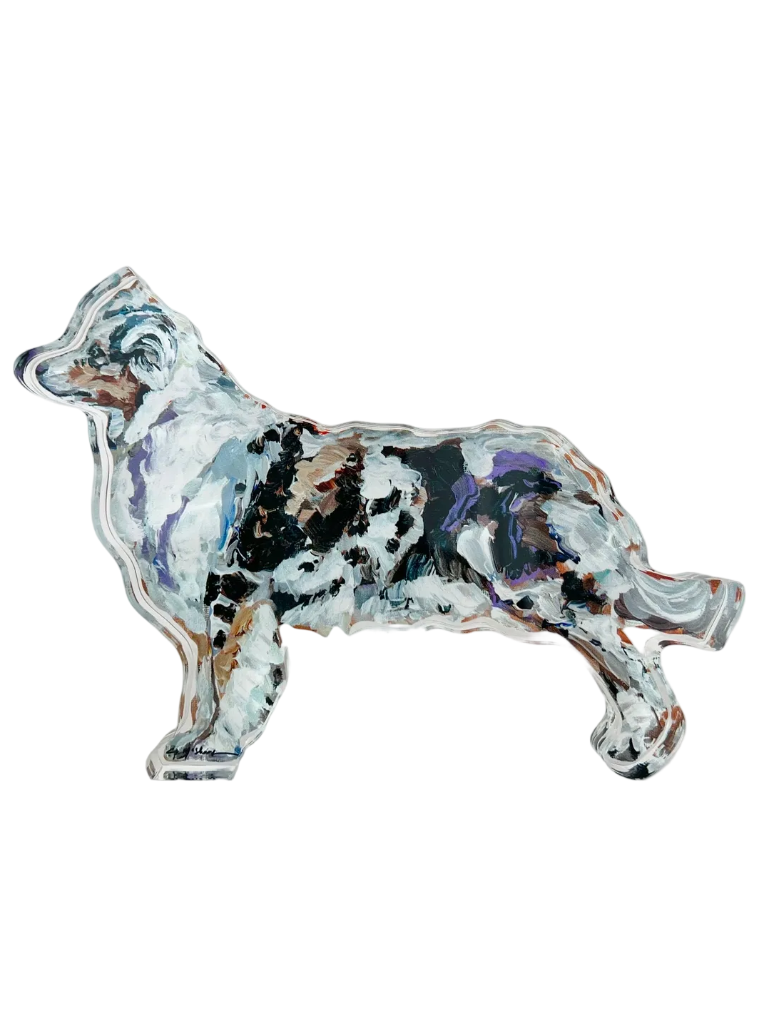 Decorative figurine of a stylized dog on a white background