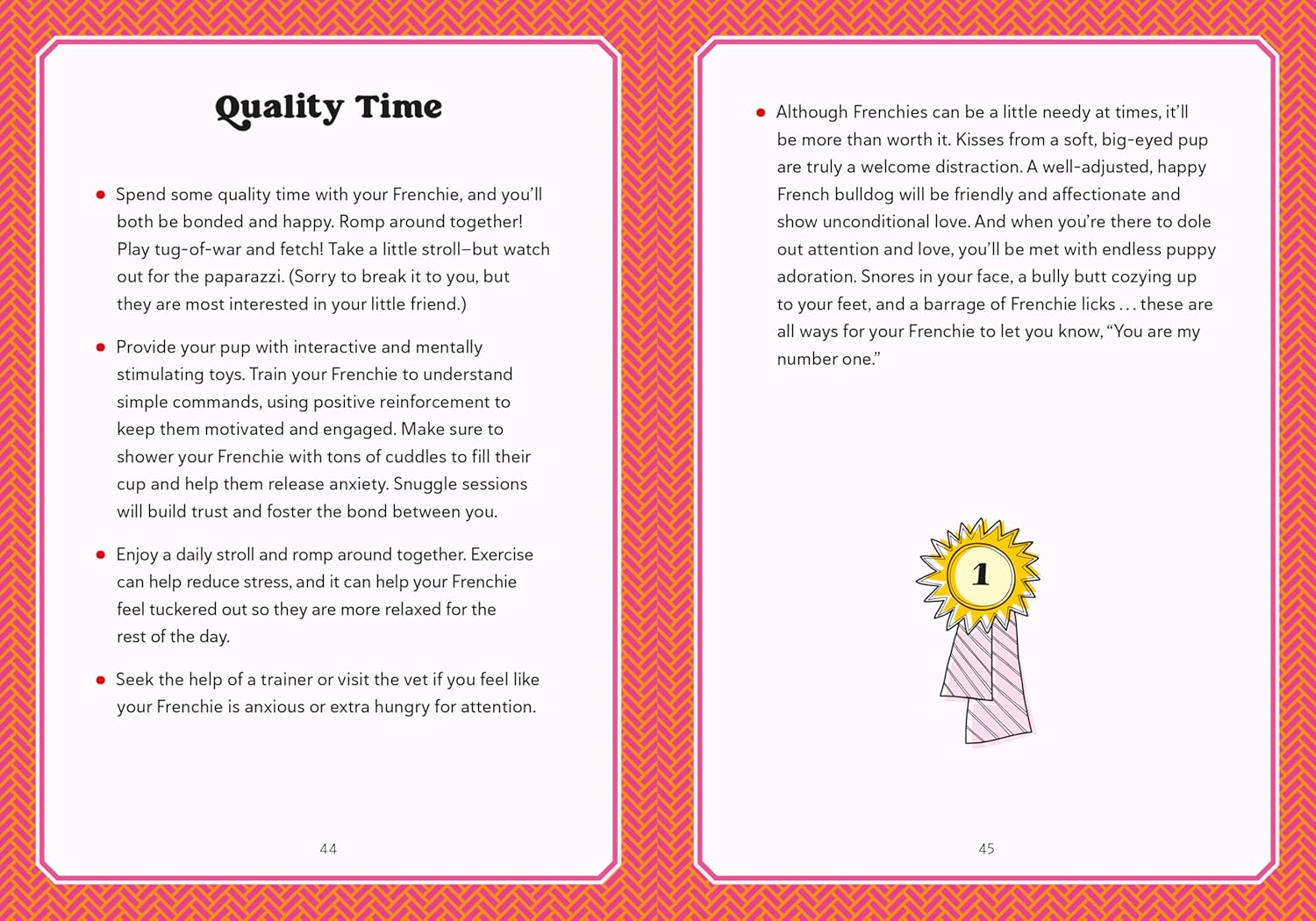 Two pages from a book or magazine with text and a sunflower illustration on a red background.