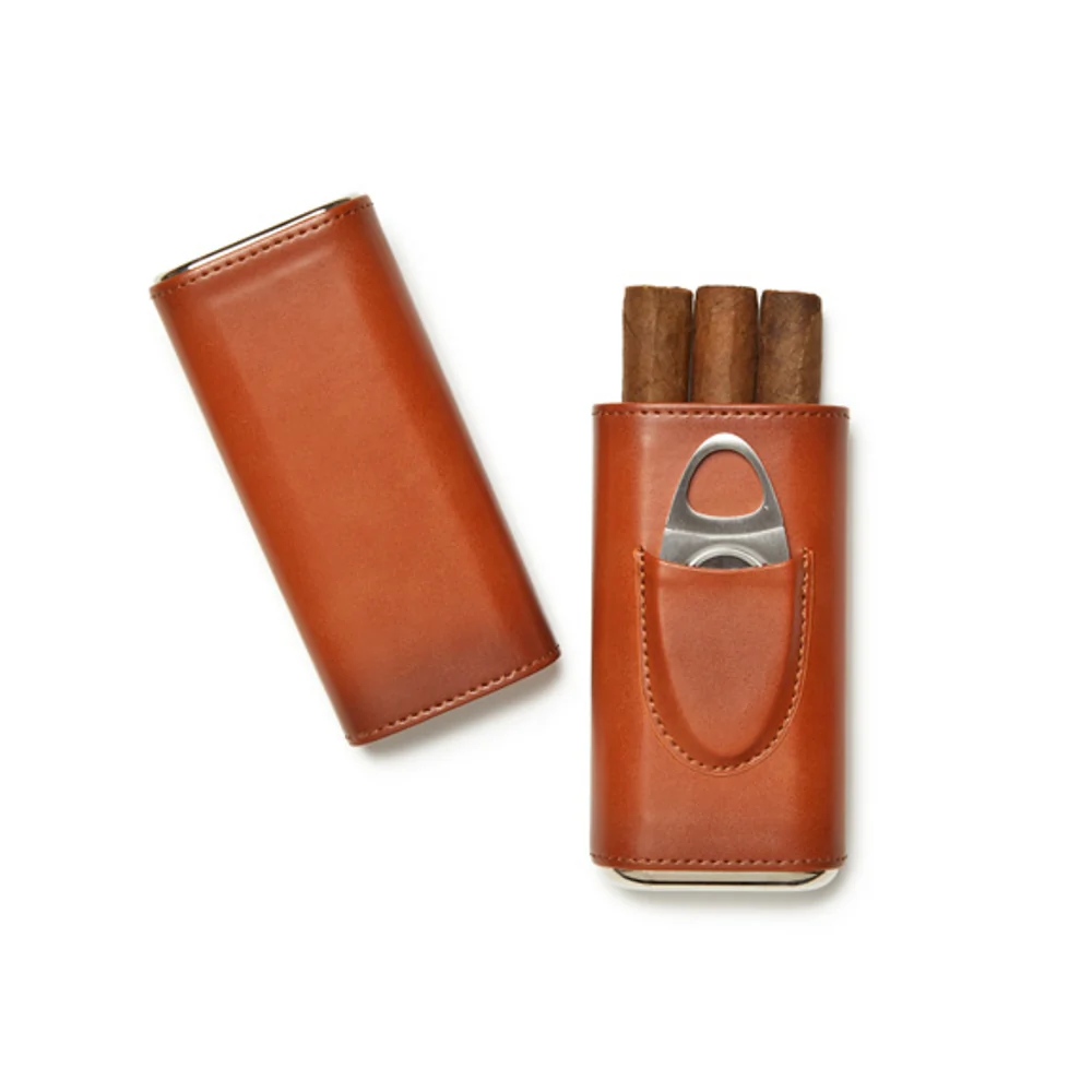 Ashton 3-Cigar Leather Case and Cover