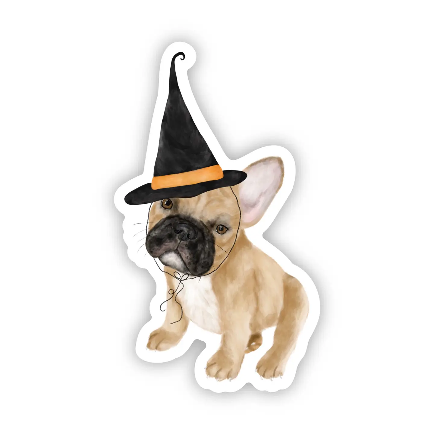 French Bulldog with Witch Hat Sticker