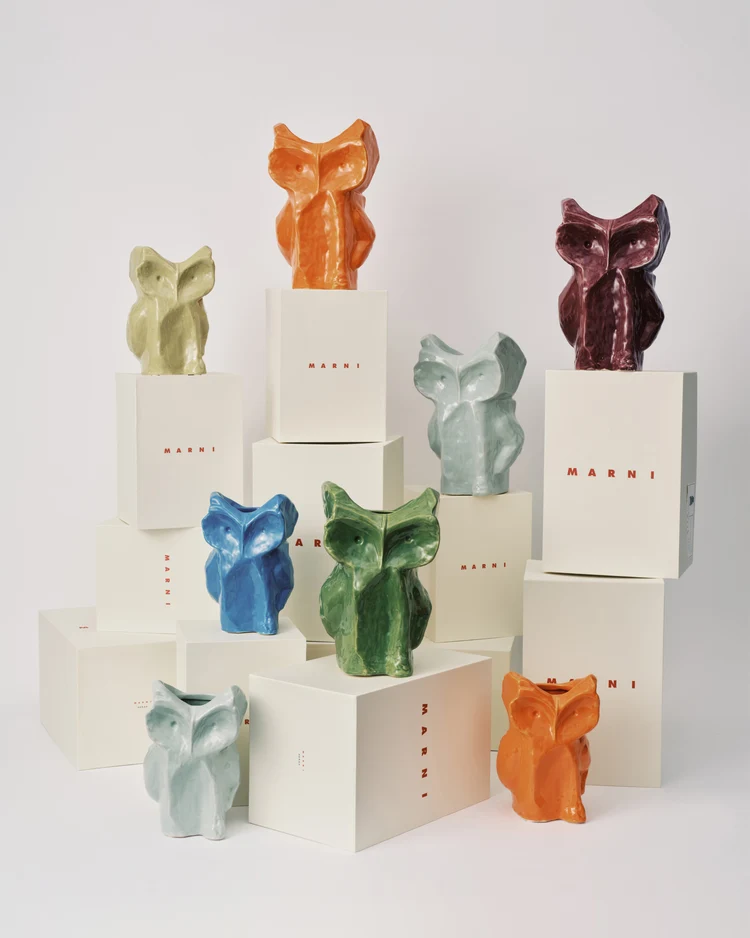 OWL VASE S ORANGE AFTER MIDNIGHT