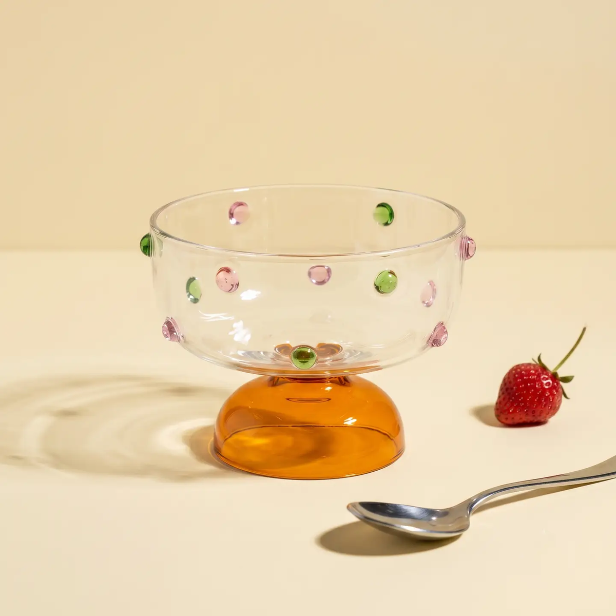 Amber Confetti Dot Glass Dessert Bowl