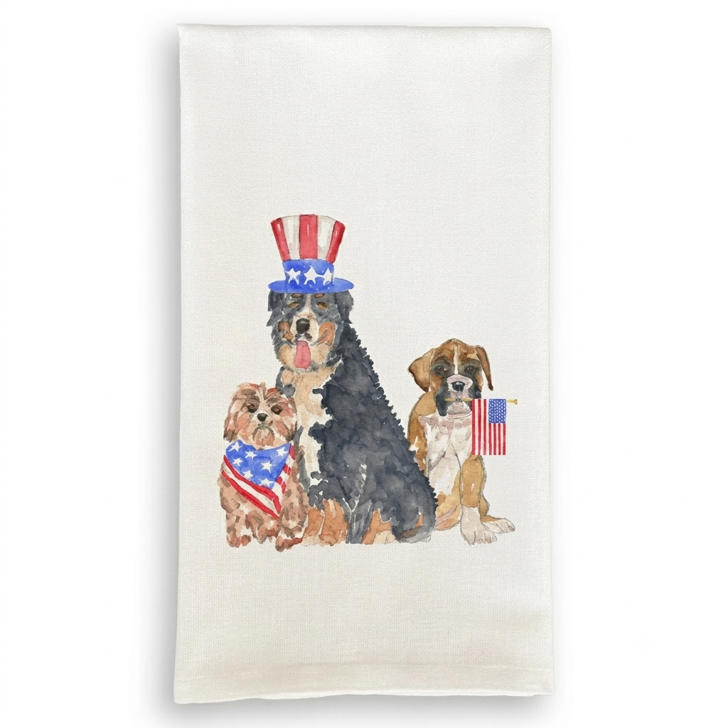 Red Woof and Blue Dishtowel