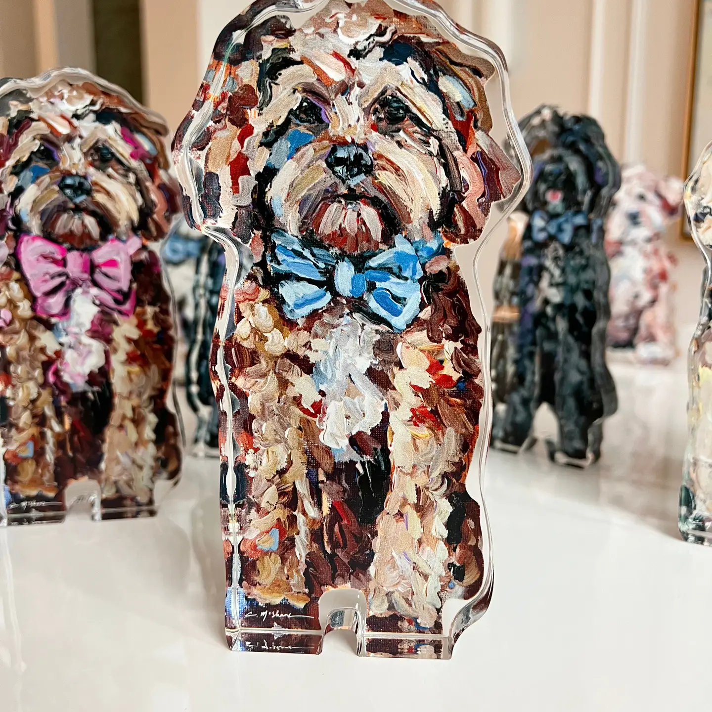 Cavapoo Red With Blue Bow Acrylic