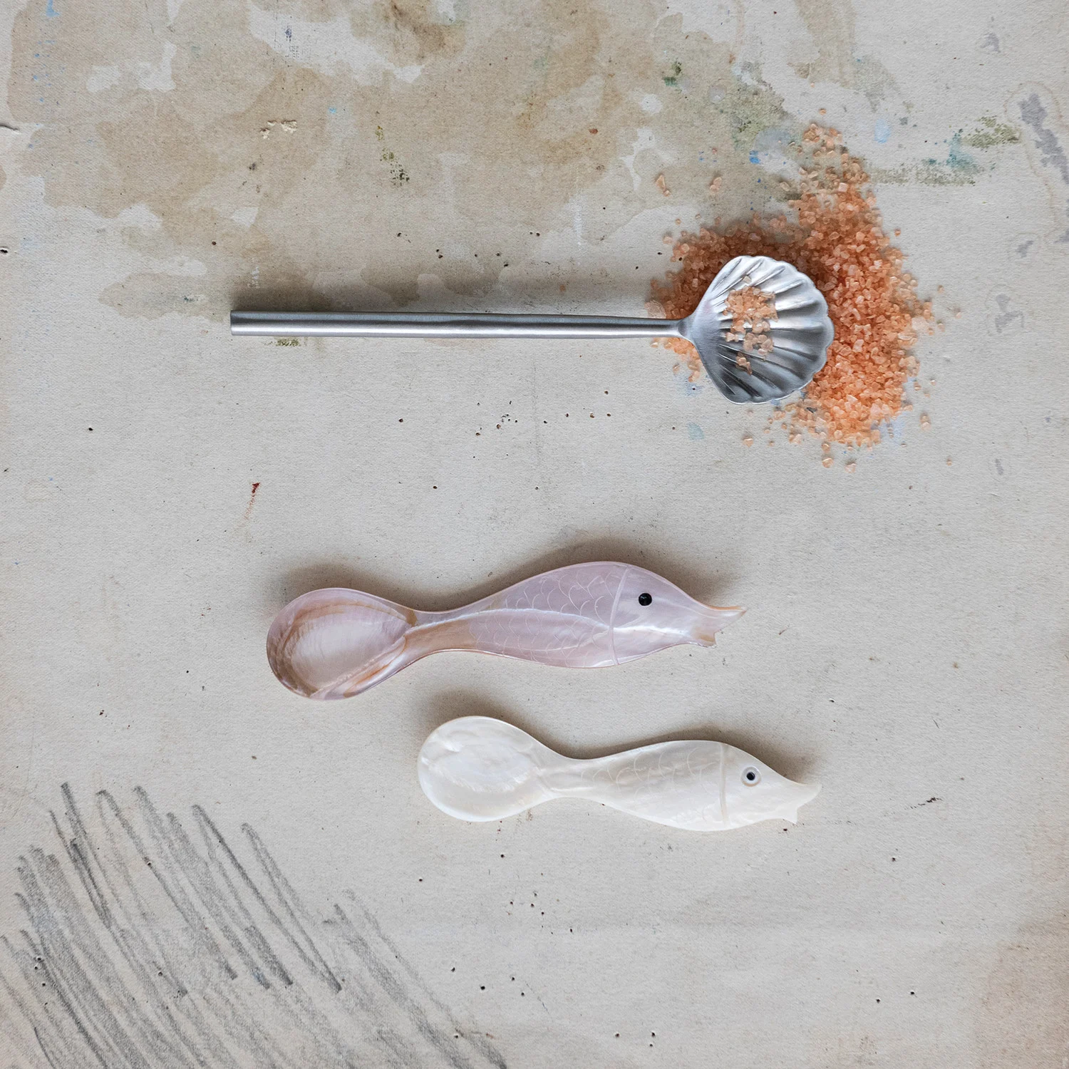 Natural Shell Spoon with Fish Shaped Handle