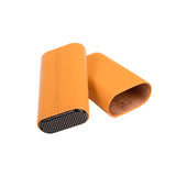 Three Cigar Holder Yellow Leather