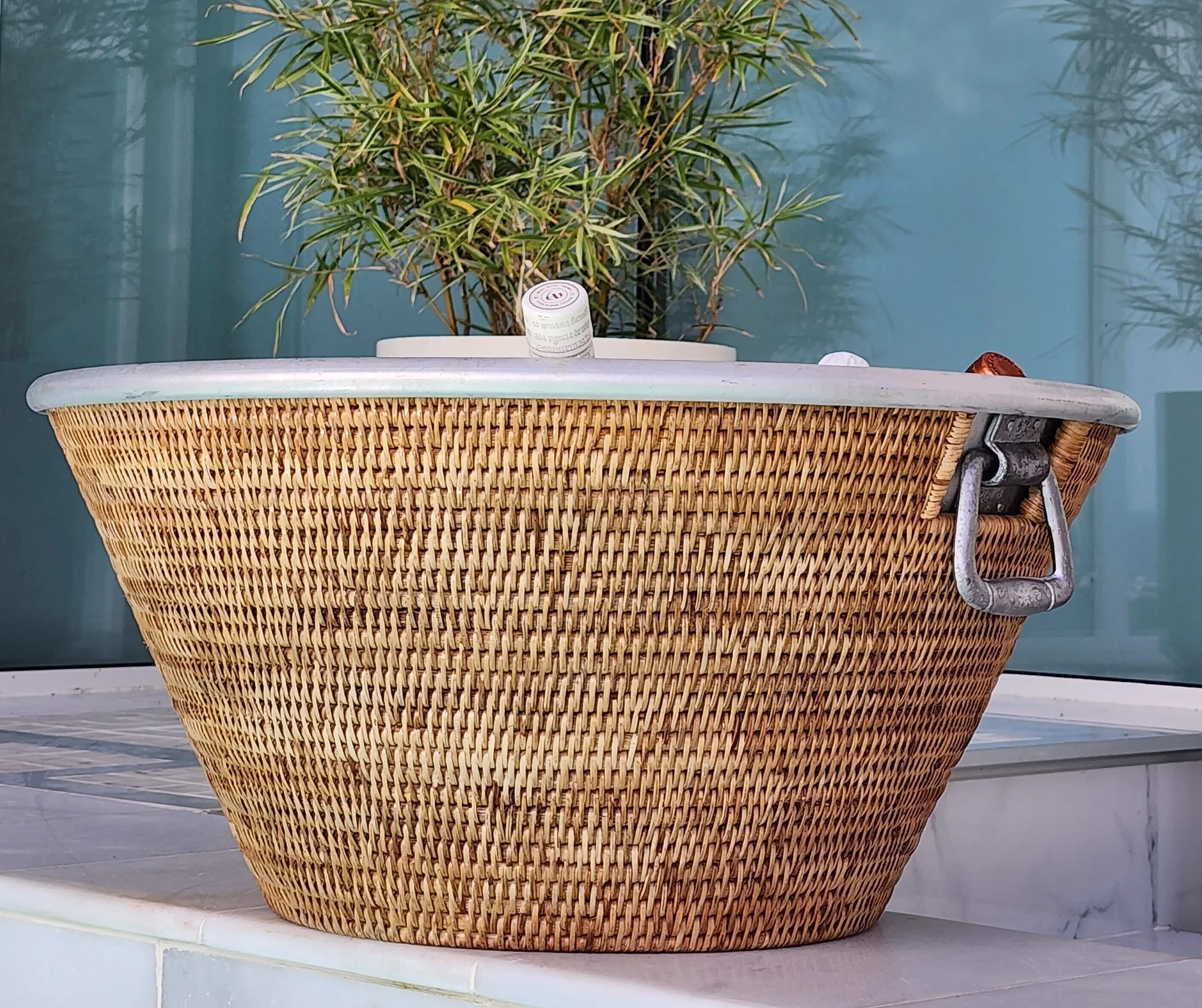 Rattan Aluminum Ice Tub - Brown