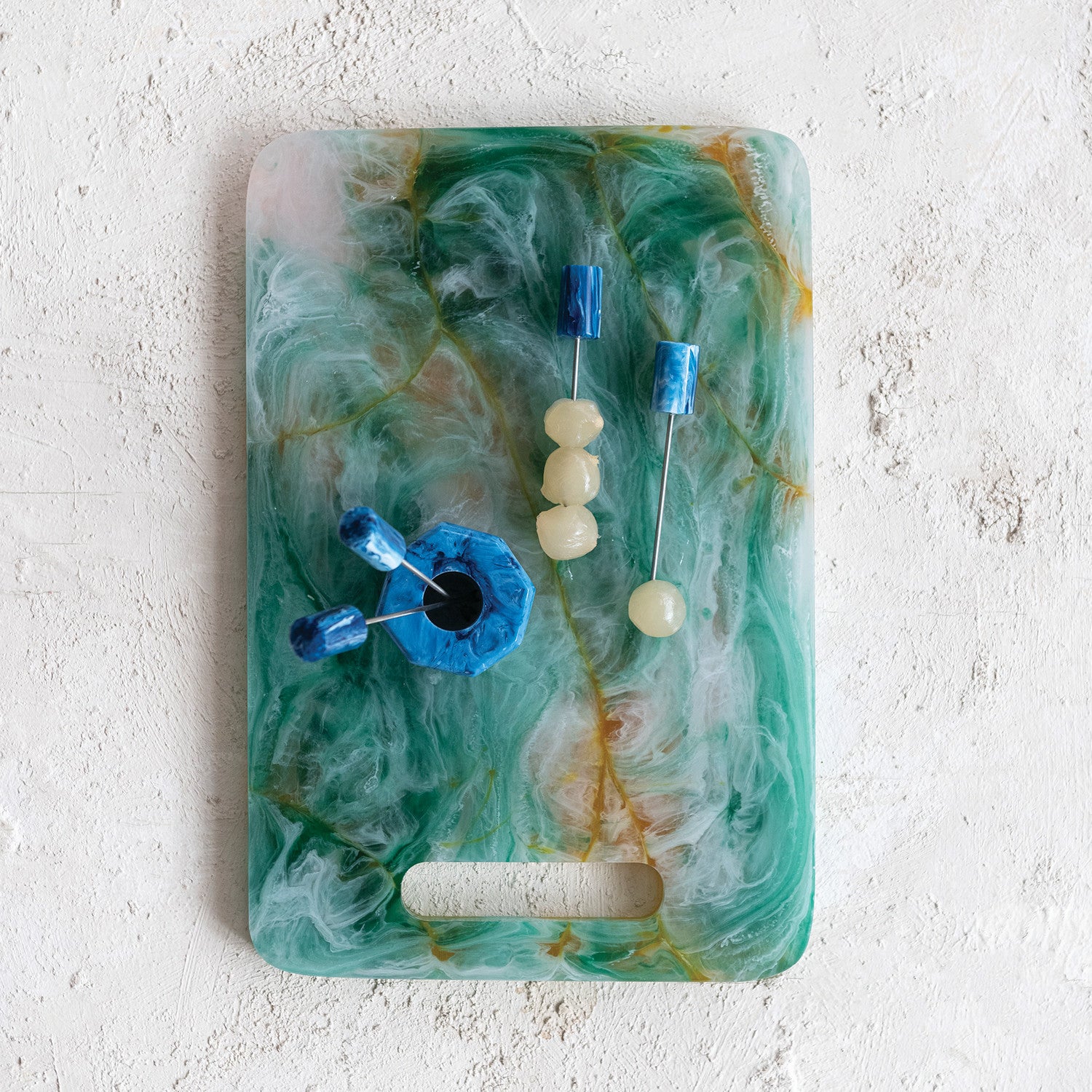 Marbled Resin Cheese Board with Gold Foil