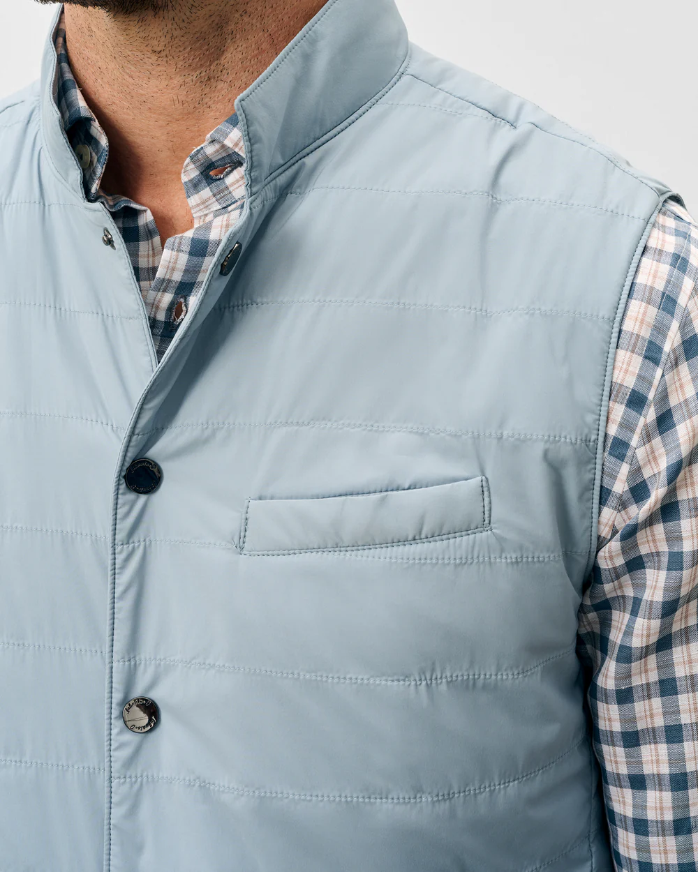 Bauer Snap Front Quilted Vest - Steel Blue