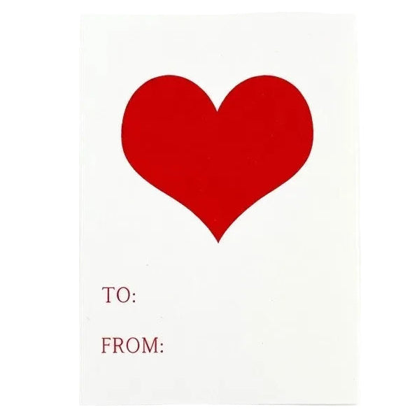 Greeting card with a red heart on a white background