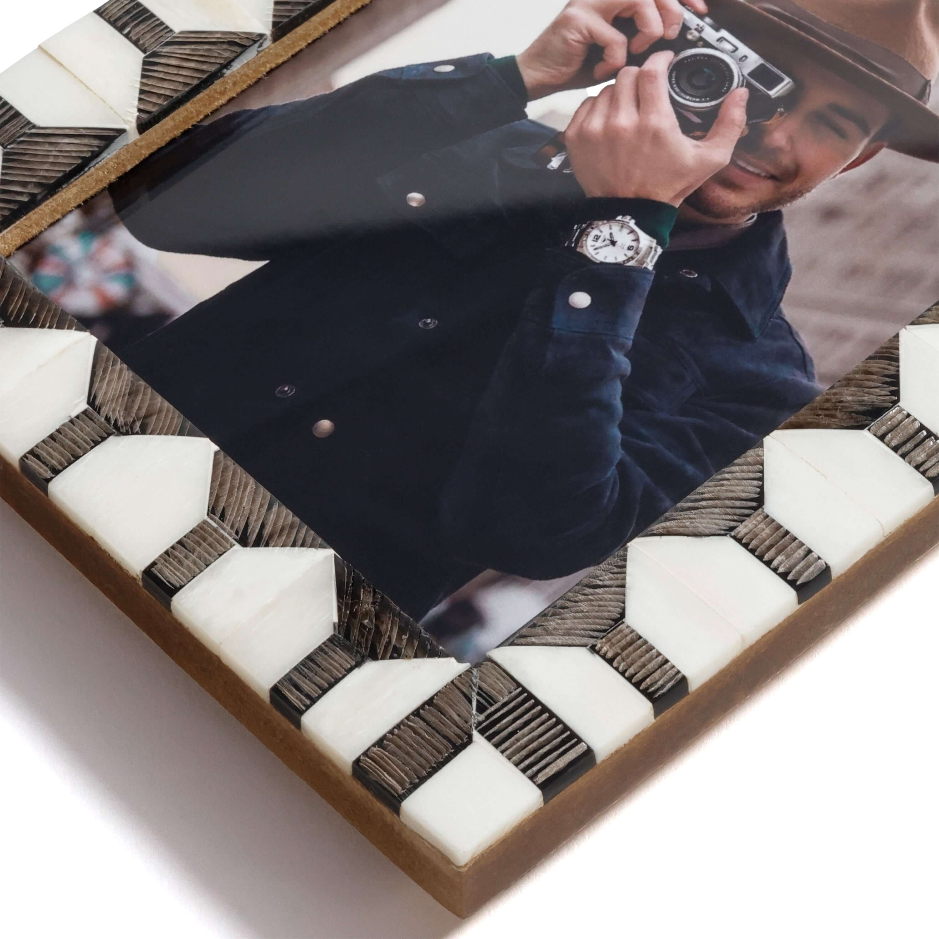 Lagos White Bone & Chiseled Horn Inlaid Photo Frame - 5 x 7