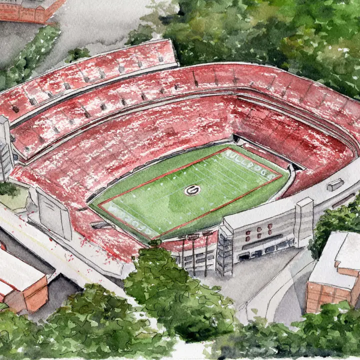 Georgia Bulldogs Stadium Watercolor Art