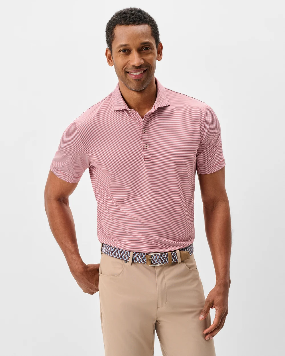 Lyndon Stripe Performance Jersey Polo