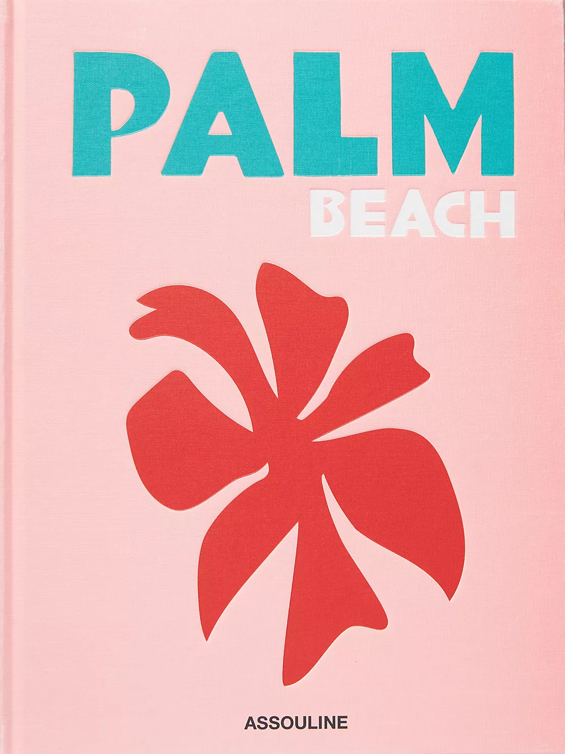 Book cover with 'Palm Beach' text and red flower design on a pink background