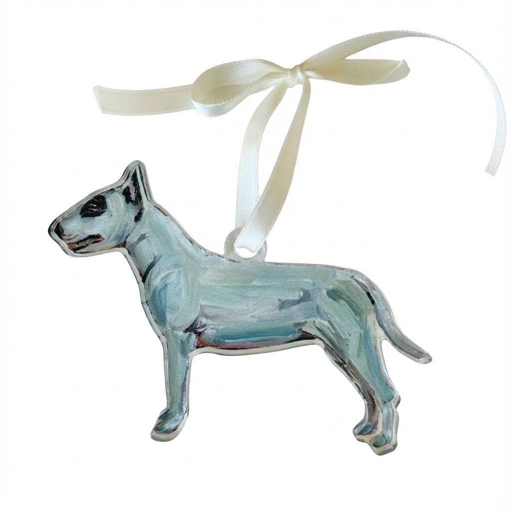Bull Terrier with Black Eye Patch Acrylic Ornament