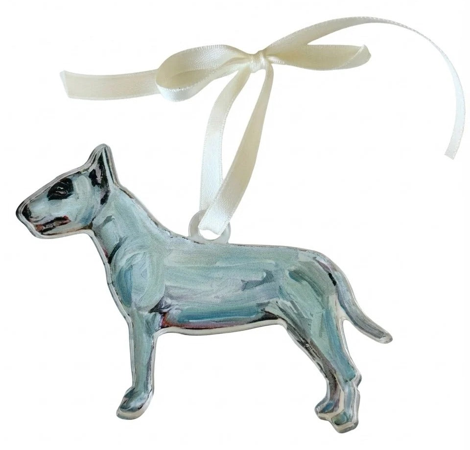 Bull Terrier with Black Eye Patch Acrylic Ornament