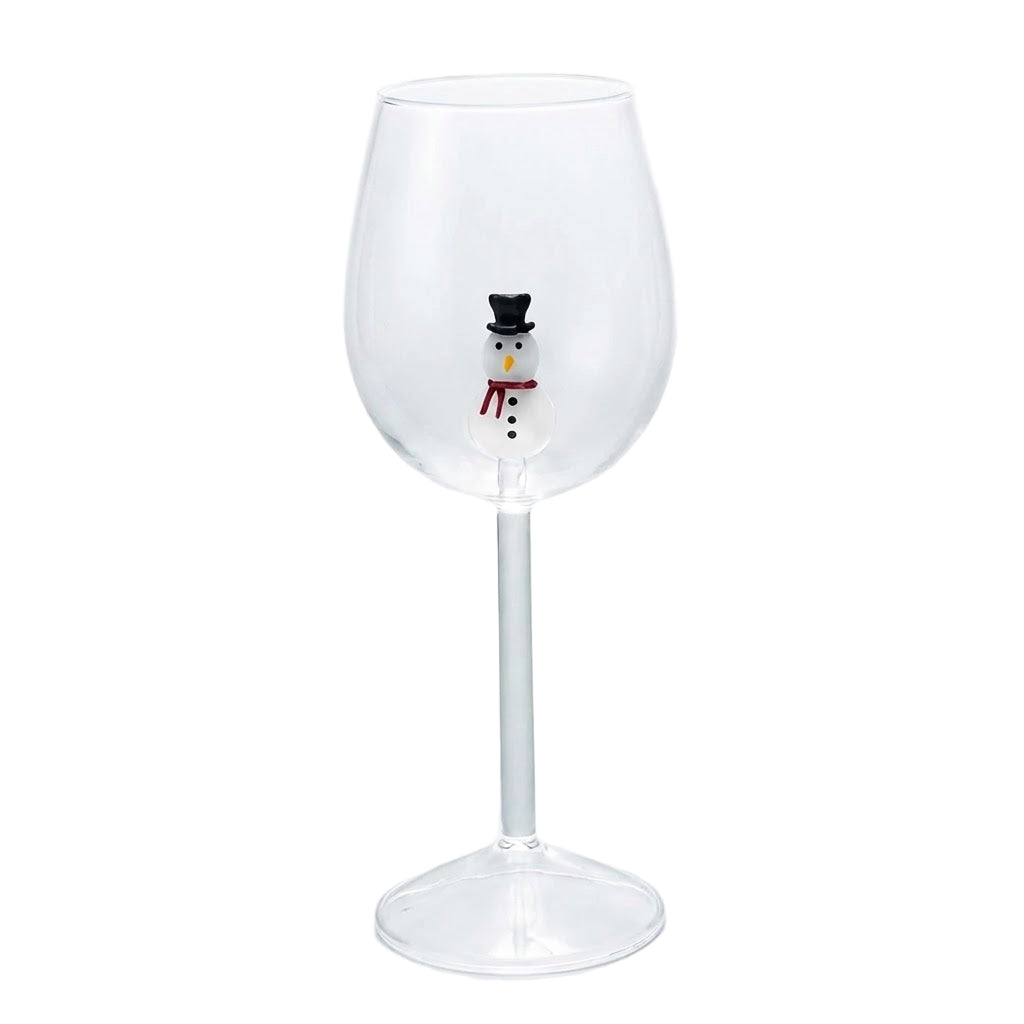 Stemmed Wine Glasses with Holiday Figure