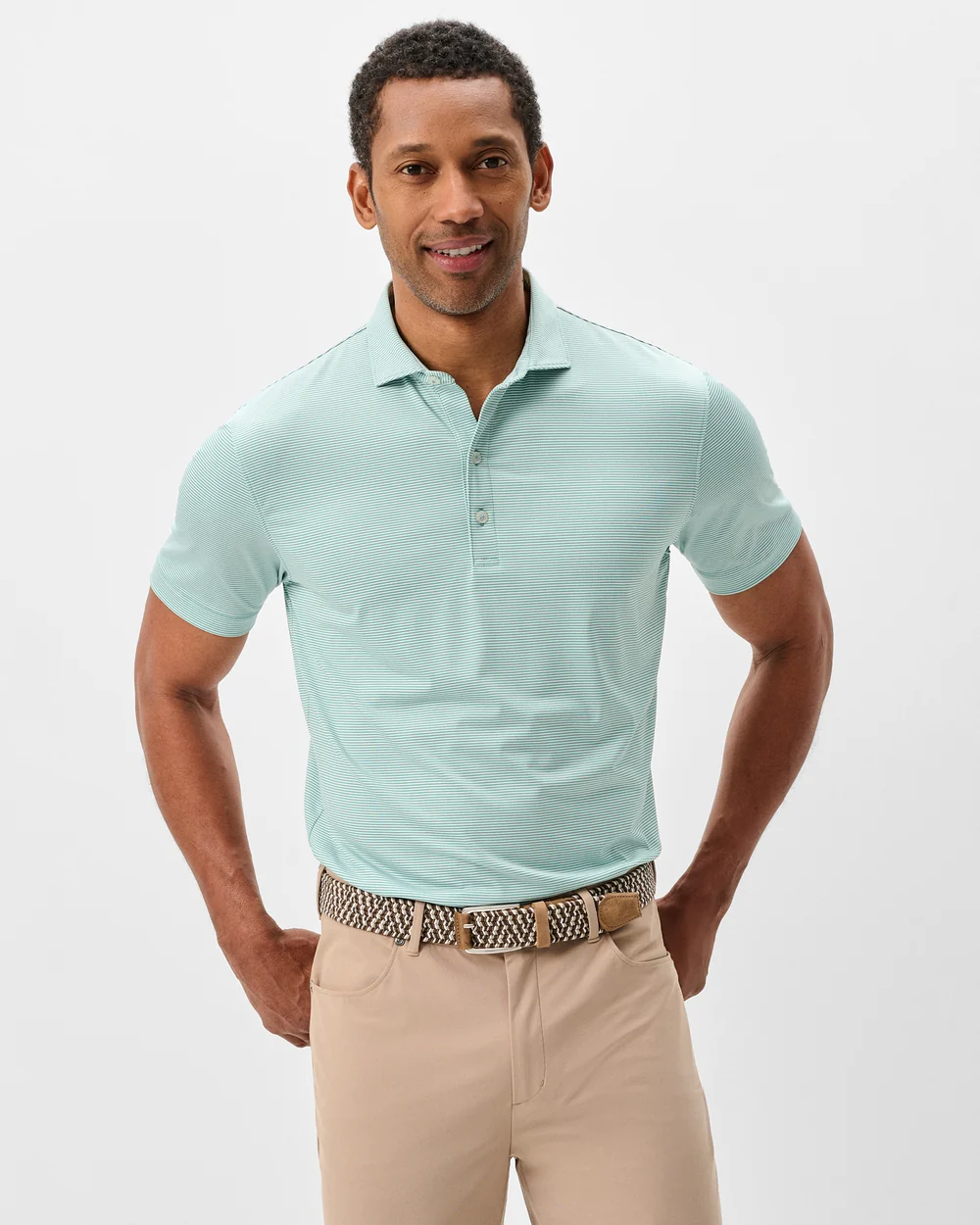 Lyndon Stripe Performance Jersey Polo