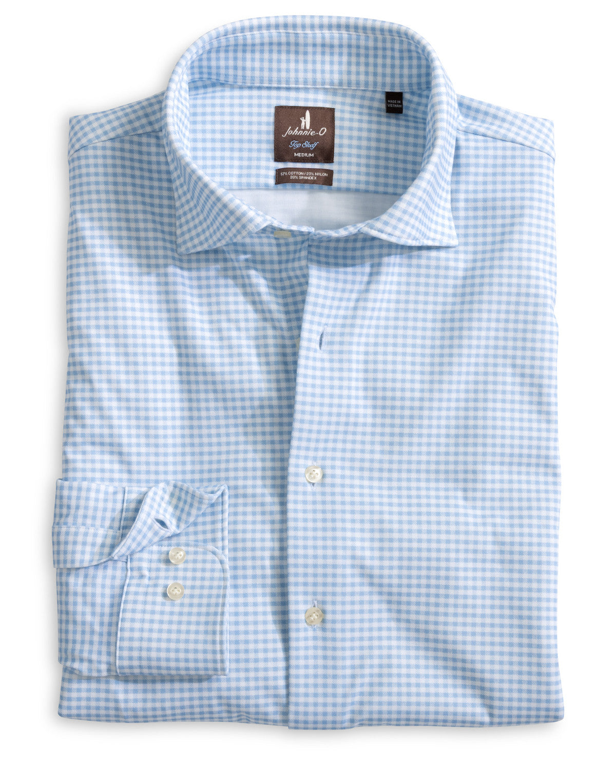 Top Shelf Gingham Check Cotton Blend Button-Up Shirt - Albro