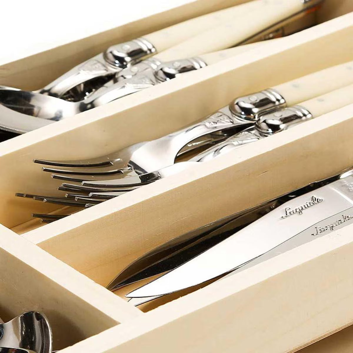 Jean Dubost 24 Pc Everyday Flatware Set Ivory