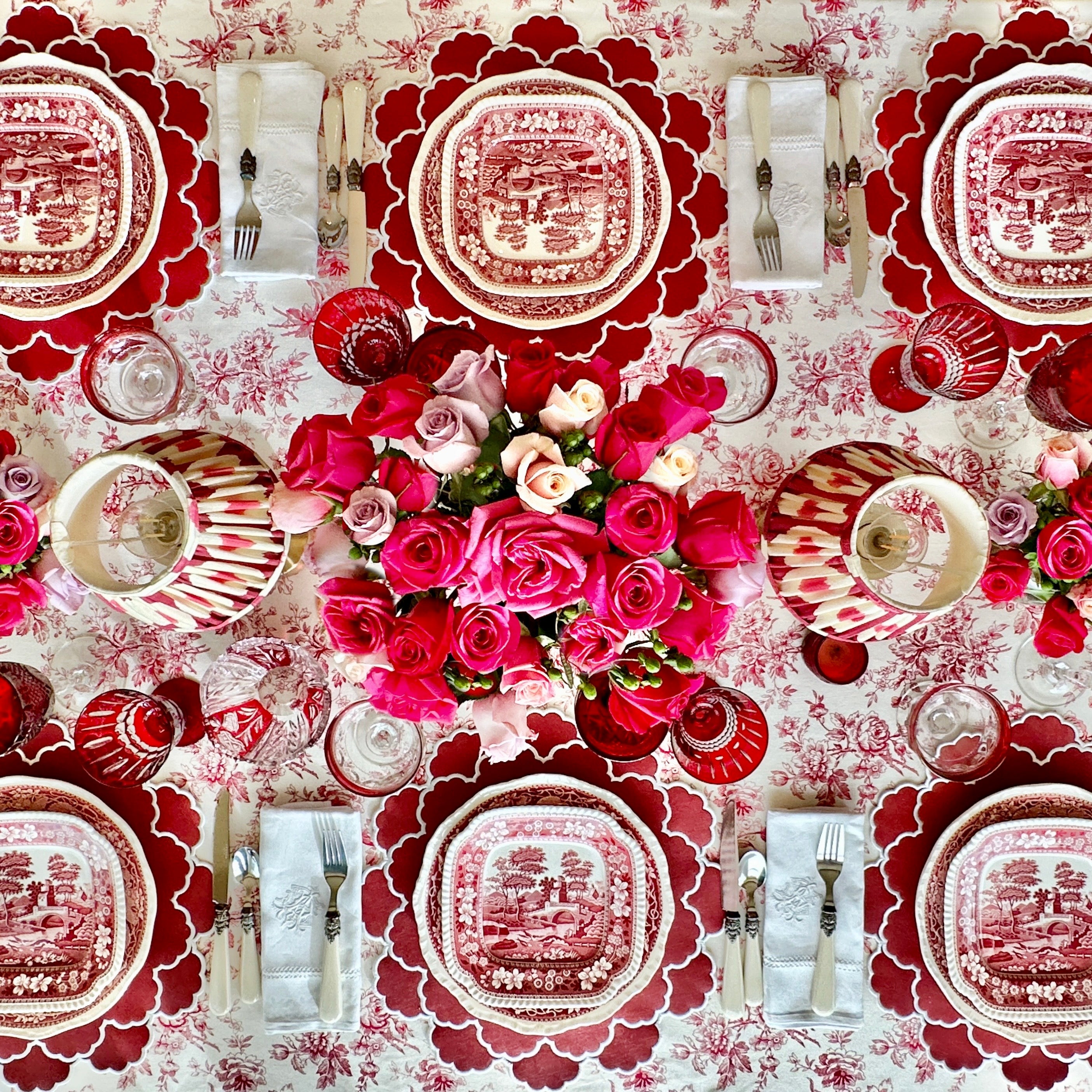Red Scalloped Faux Leather Placemat