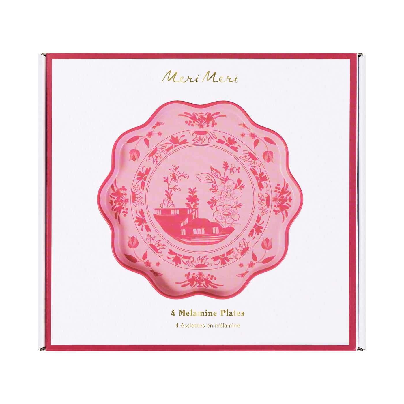 Pink Melamine Botanical Small Plates - Set of 4