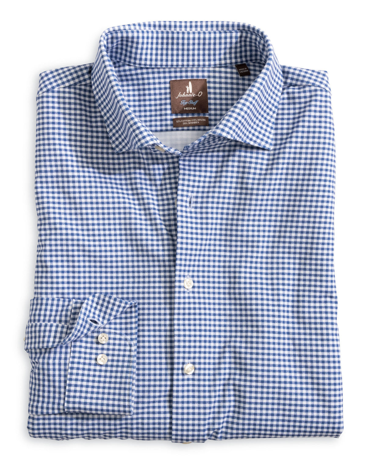 Top Shelf Gingham Check Cotton Blend Button-Up Shirt - Albro