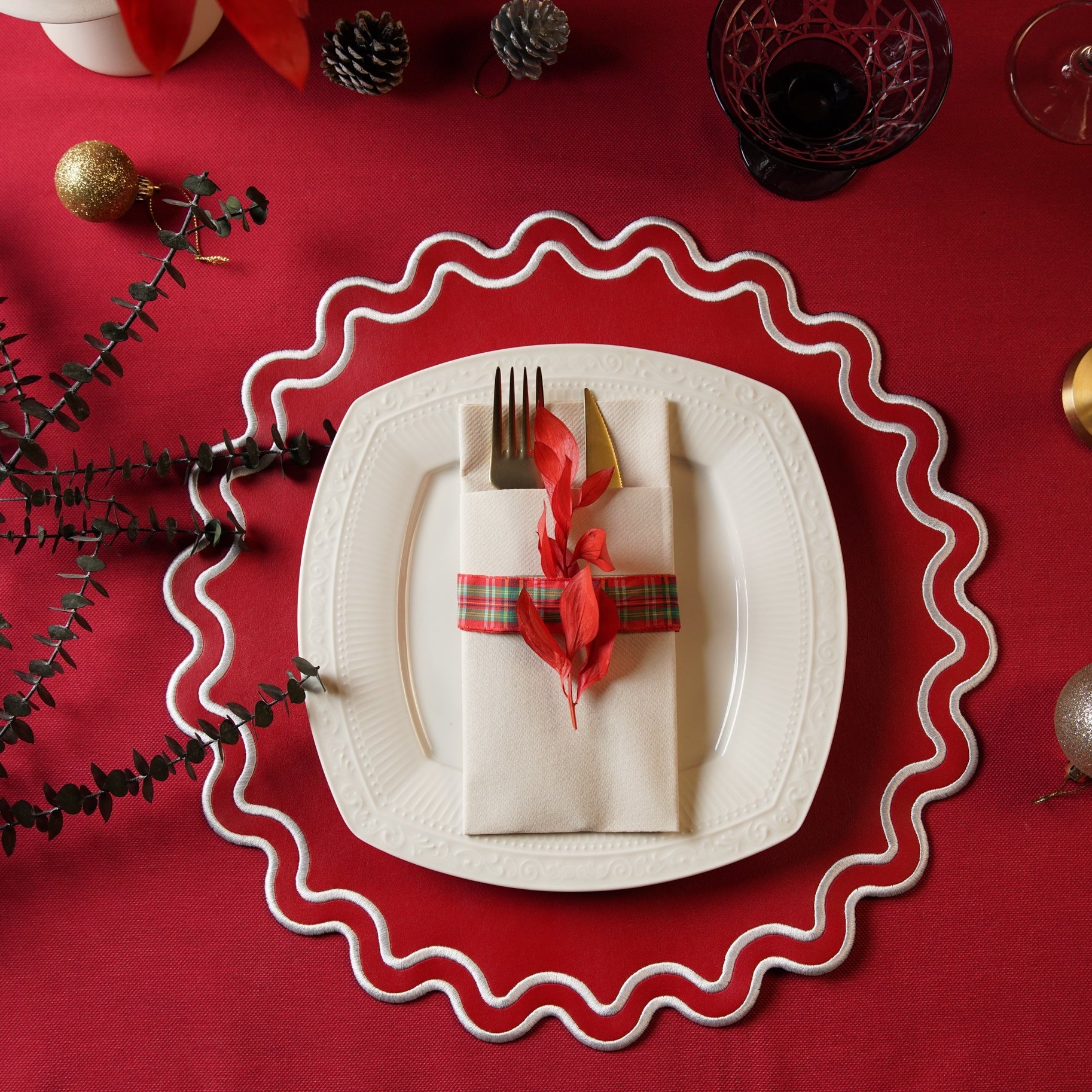 Solace Red Faux Leather Placemat