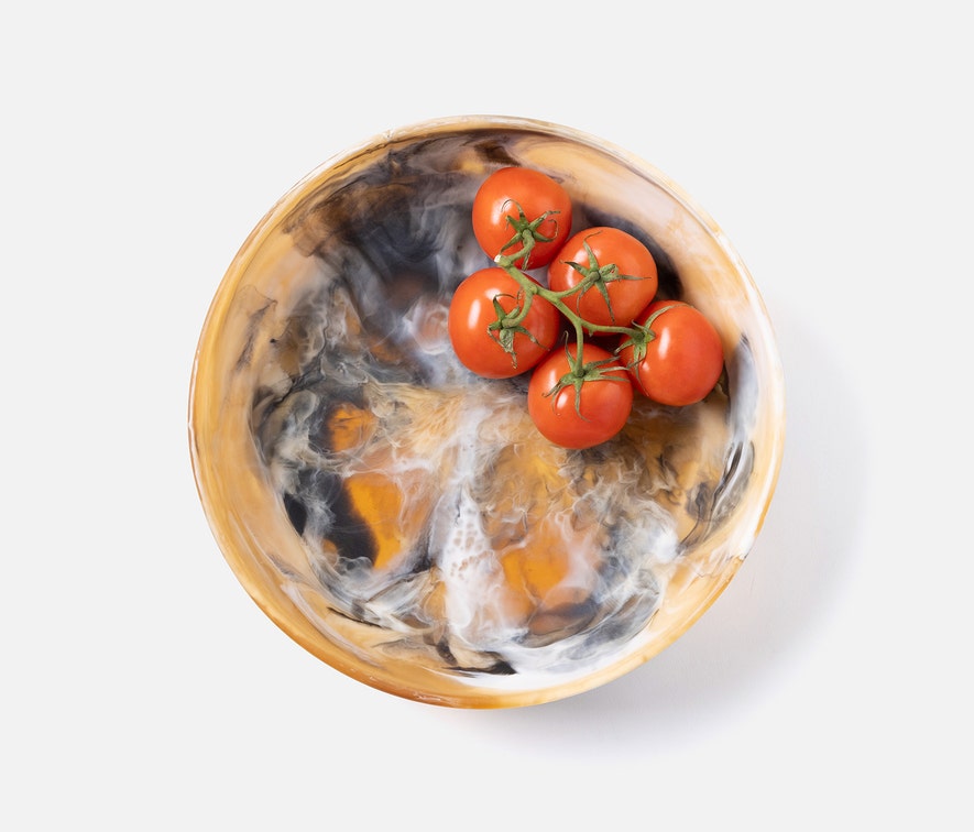HUGO Black/Tan Swirled Serving Bowl Resin Large