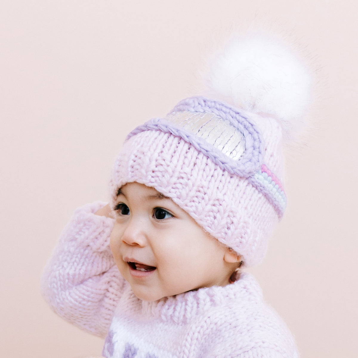 Ski Goggles Hat - Baby Pink