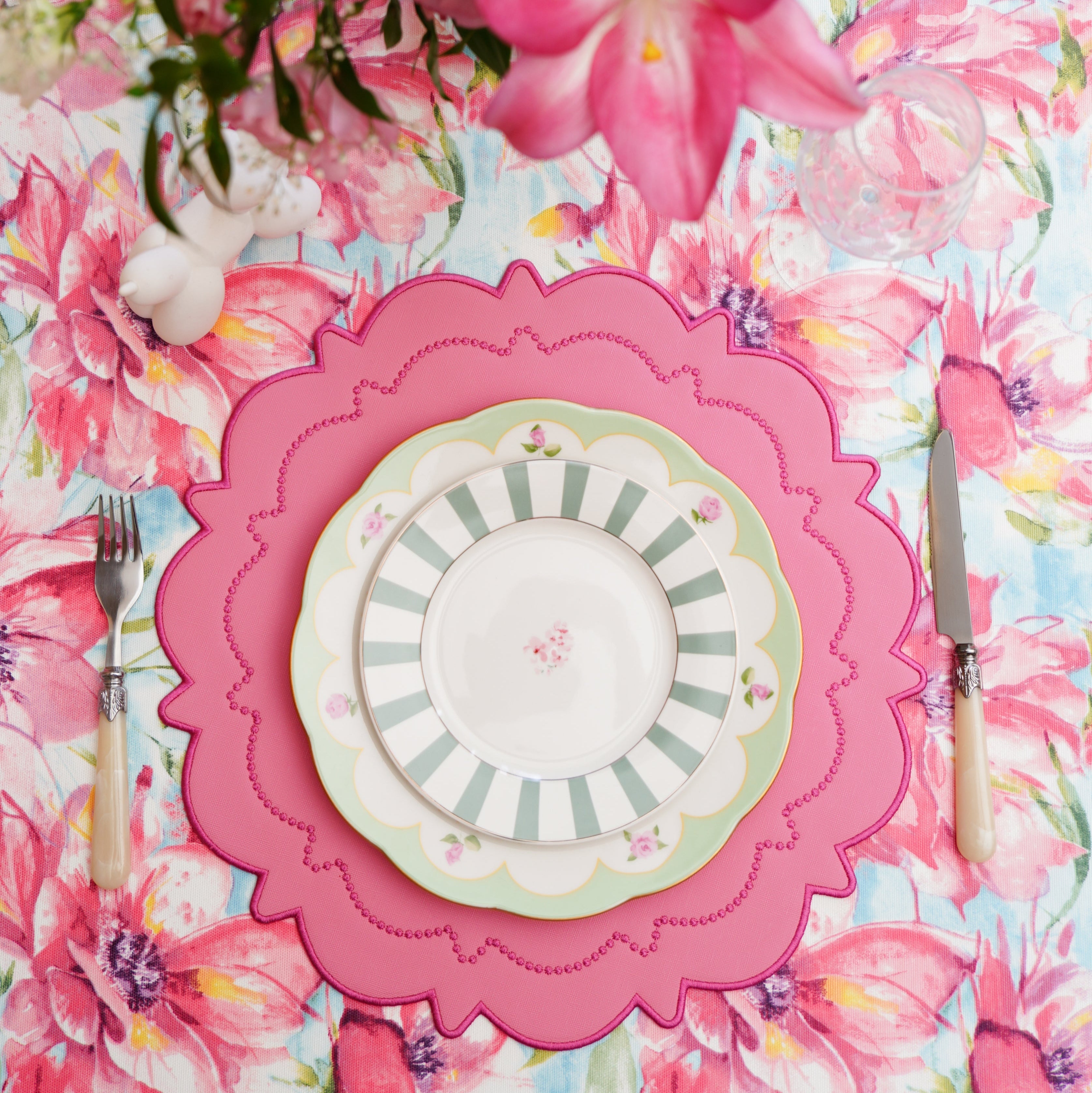 Solstice Pink Scalloped Faux Leather Placemat