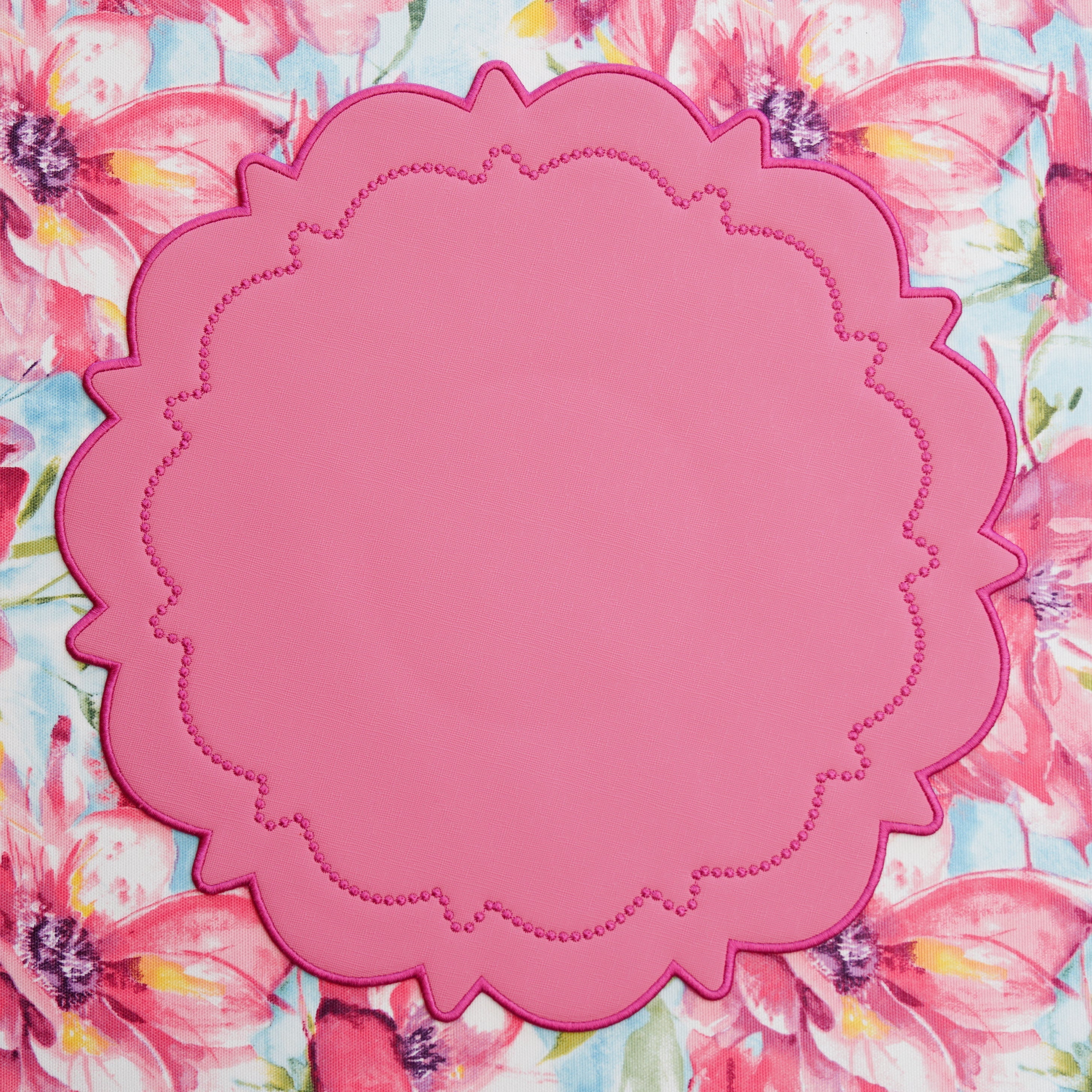 Solstice Pink Scalloped Faux Leather Placemat