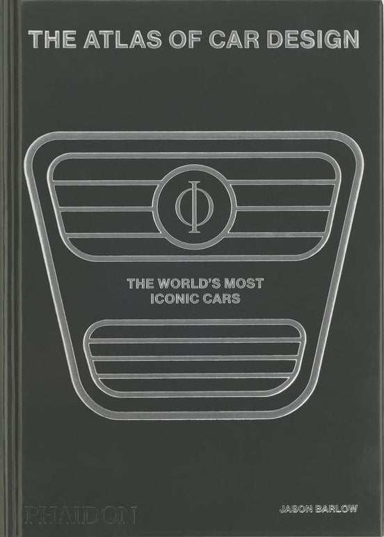Book titled 'The Atlas of Car Design' on a white background