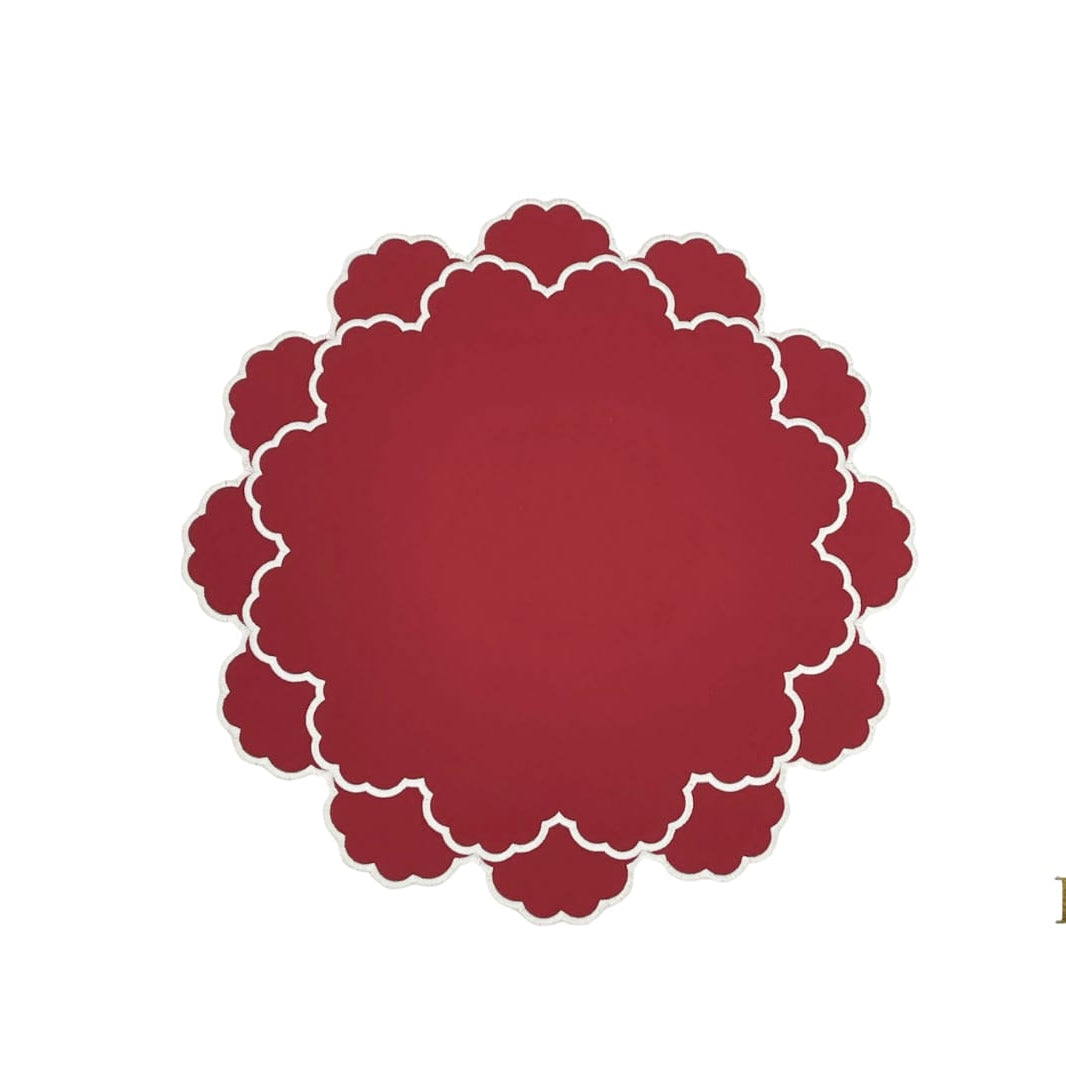 Red Scalloped Faux Leather Placemat