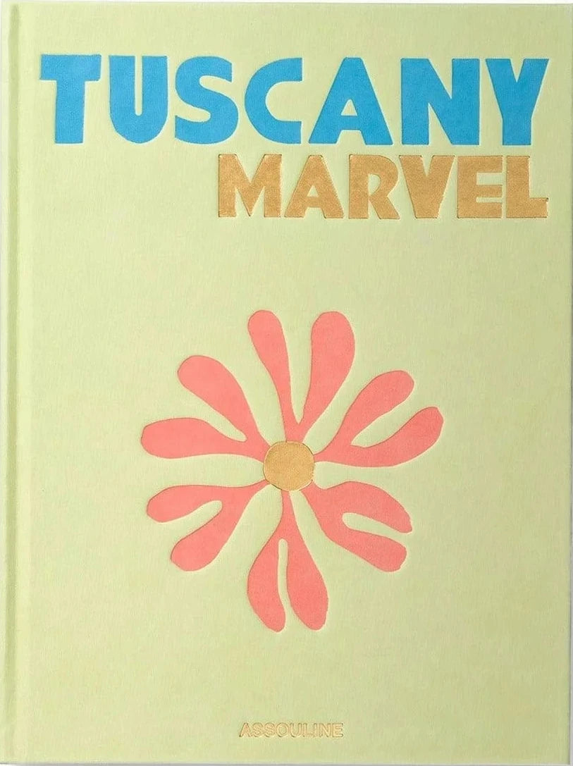 Book titled 'Tuscany Marvel' with a colorful cover on a white background