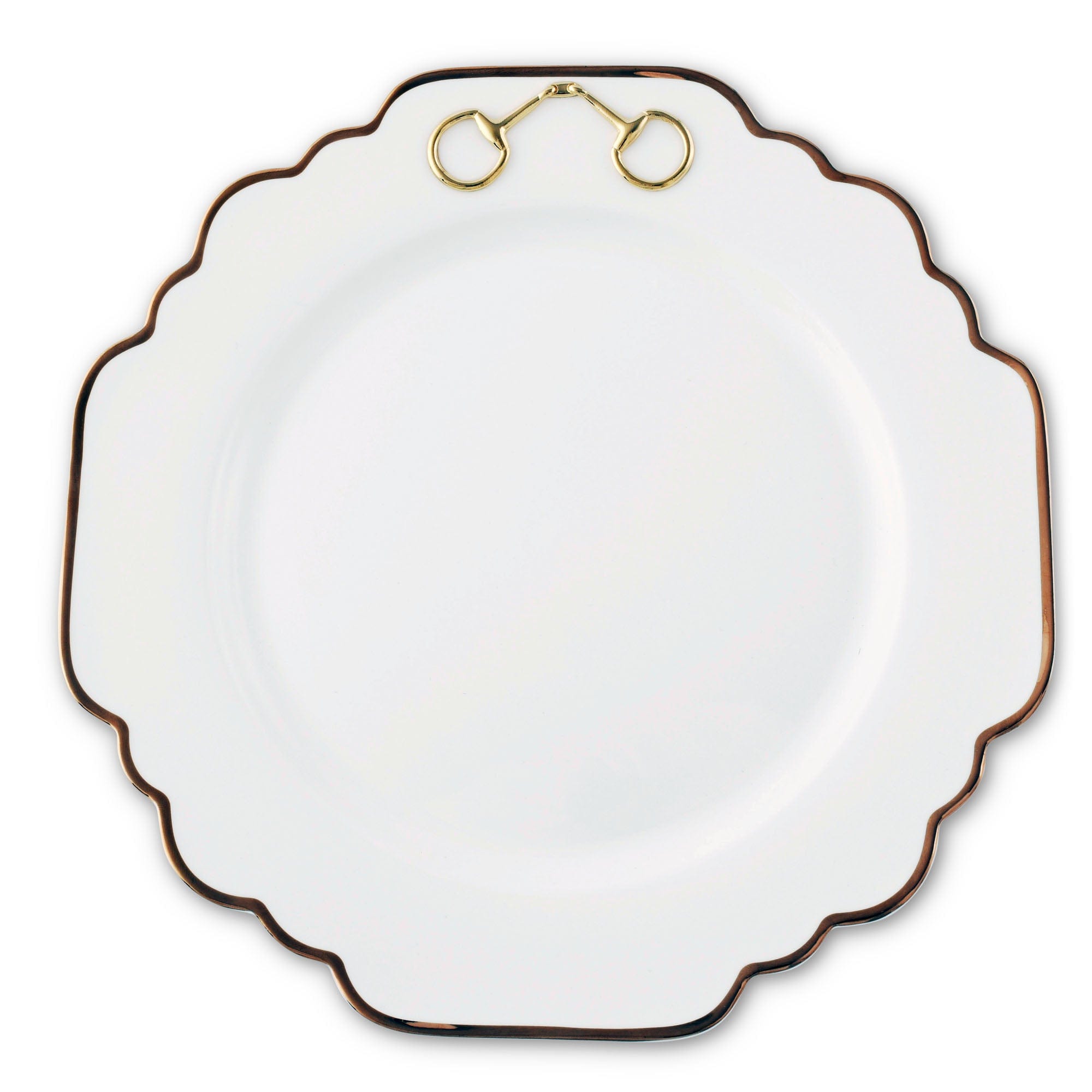 Gold Bit Bone China Scallop Dinner Plate